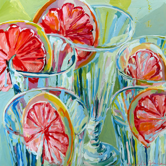 Grapefruit and Crystal, 30x30"