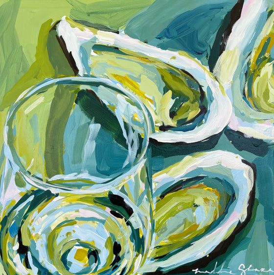 Oysters + Wine, 16x16