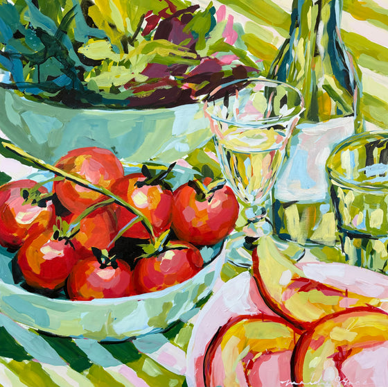 Peaches and Tomatoes Tablescape, 30x30