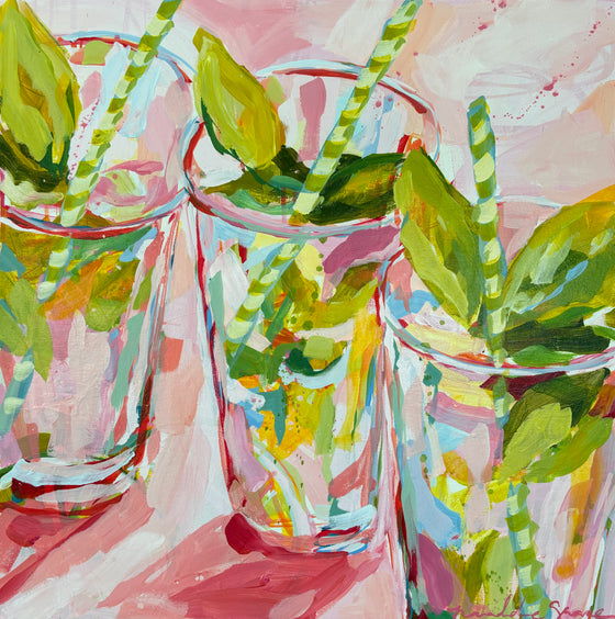Pink Drinks, 20x20"