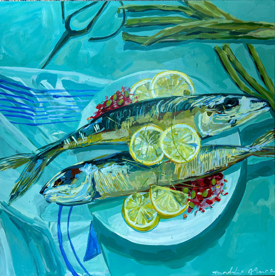 Fish on a Plate, 36 x 36